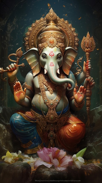 une peinture d'un éléphant avec les mots dieu dessus