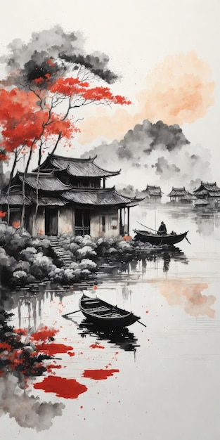 peinture à l'encre chinoise silencieuse