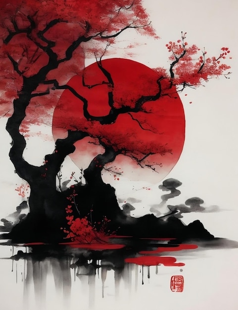 Peinture à l'encre japonaise