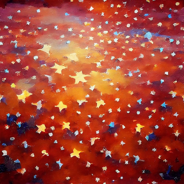 Une peinture d'étoiles avec le mot étoiles dessus