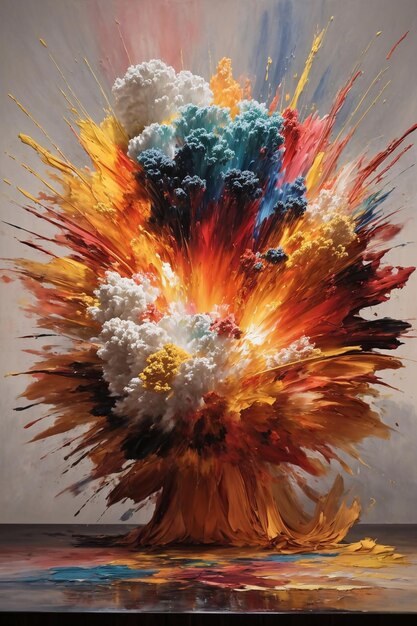 Photo une peinture d'une explosion de peinture colorée