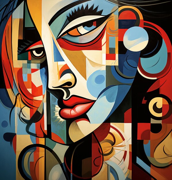 peinture d'une femme aux cheveux roux et au visage bleu