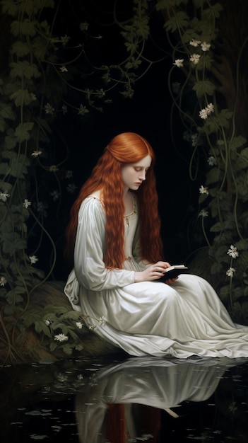 une peinture d'une femme lisant un livre appelé la vierge.