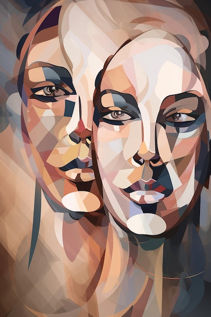 Une peinture d'une femme et son visage.