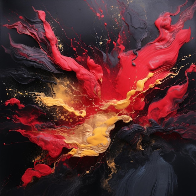 peinture d'un feu rouge et jaune avec un fond noir