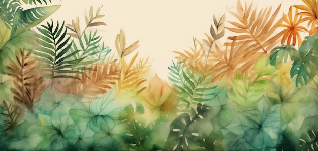 Peinture de feuilles et de plantes sur fond blanc