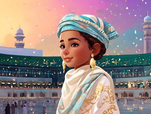 une peinture d'une fille avec un turban sur la tête