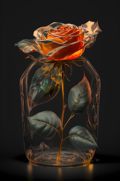 Une peinture d'une fleur dans un bocal en verre