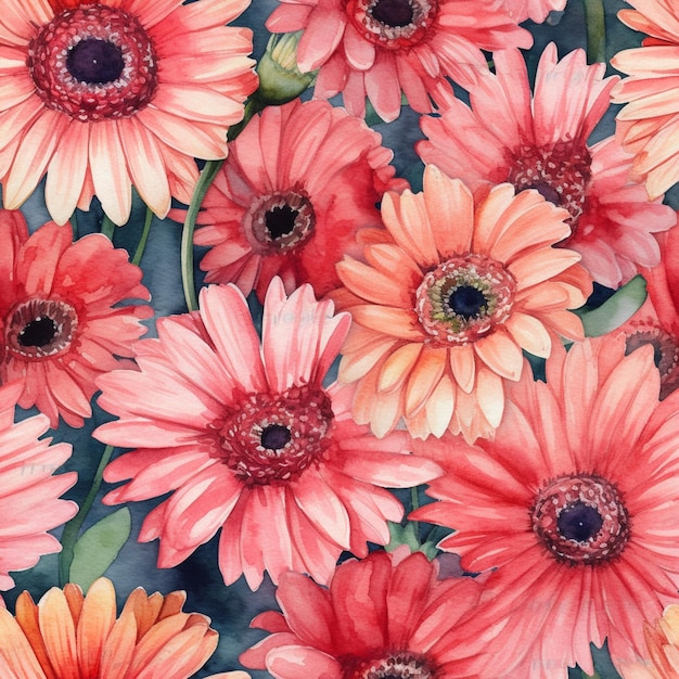 Une peinture d'une fleur de gerbera rouge et rose.