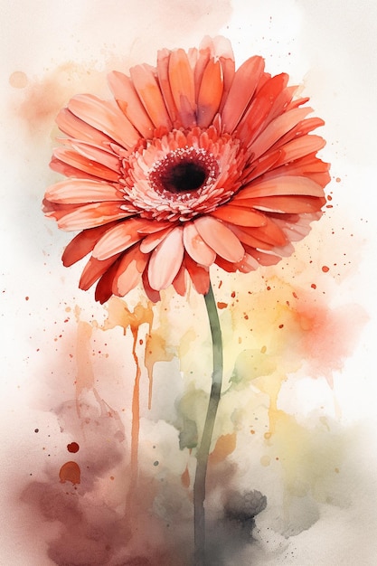 Une peinture d'une fleur de gerbera.
