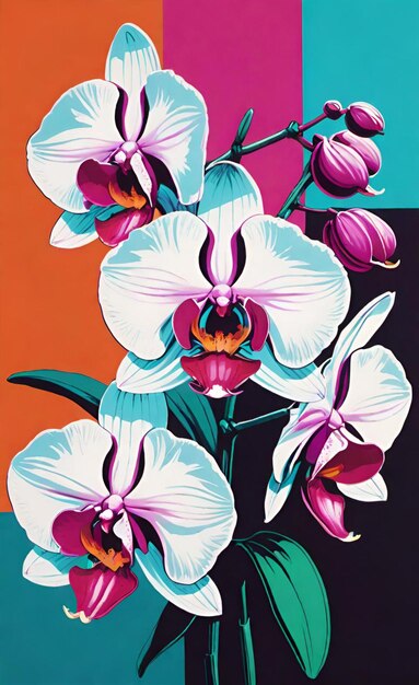 Photo une peinture d'une fleur avec le mot orchidées