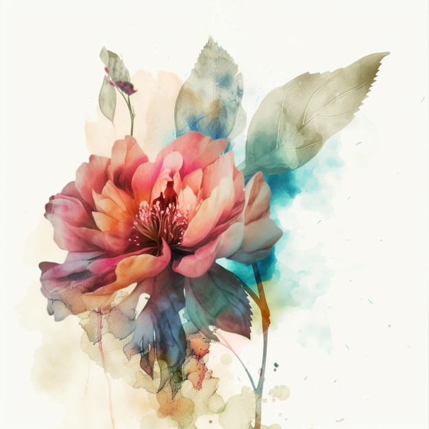 Une peinture d'une fleur avec le mot pivoine dessus
