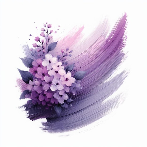 une peinture d'une fleur avec des pétales violets et roses