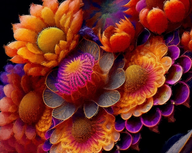 peinture de fleurs aquarelle très détaillée, ai générative