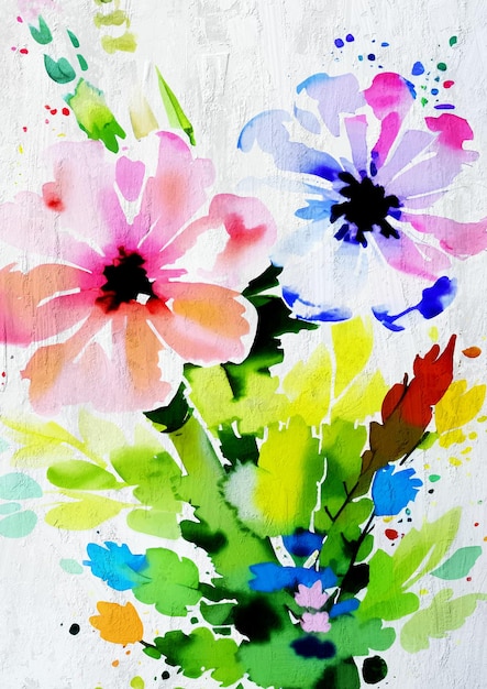 peinture de fleurs à l'aquarelle