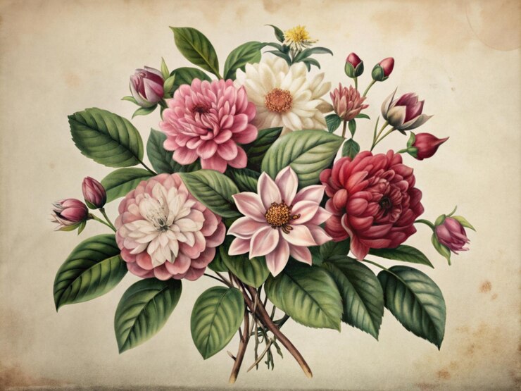 Photo une peinture de fleurs avec une branche qui dit " fleurs "