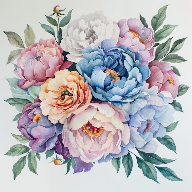 une peinture de fleurs du jardin de pioies