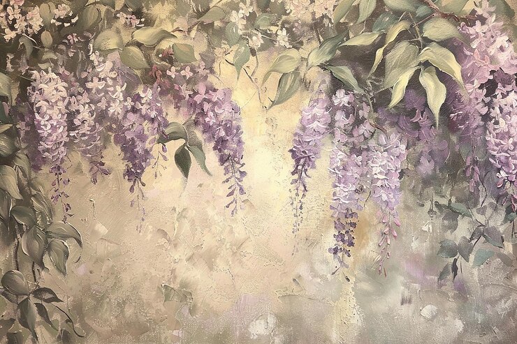 Photo une peinture de fleurs de lavande par personne