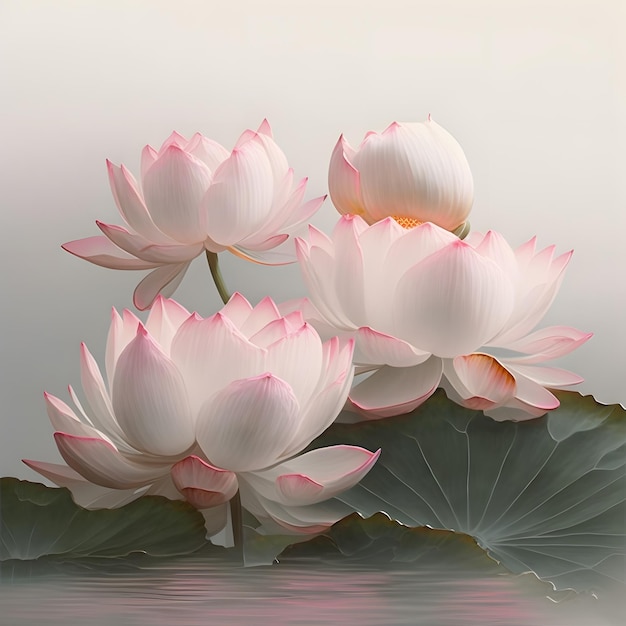 Une peinture de fleurs de lotus avec le mot lotus dessus