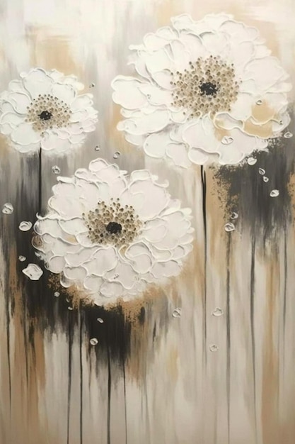 Une peinture de fleurs avec le mot amour dessus