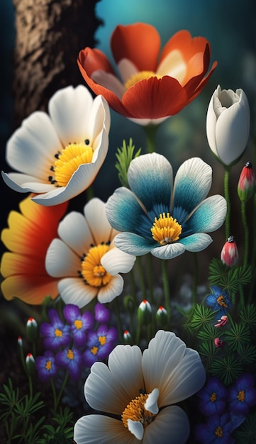 Une peinture de fleurs avec le mot tulipes dessus