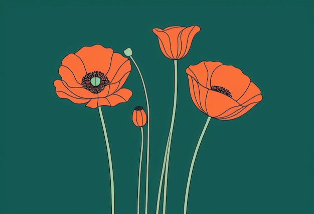 Photo une peinture de fleurs d'orange avec les mots 