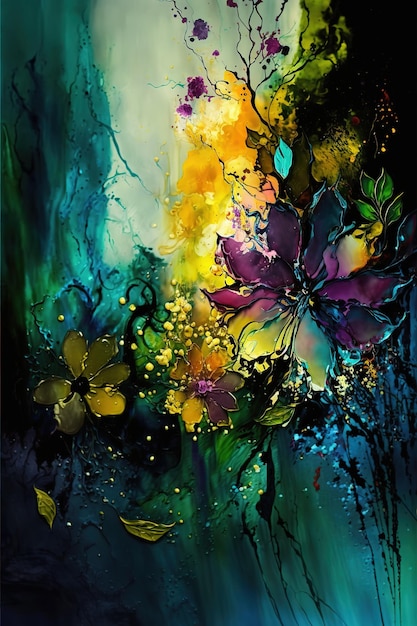 Une peinture de fleurs qui s'intitule 'fleurs'