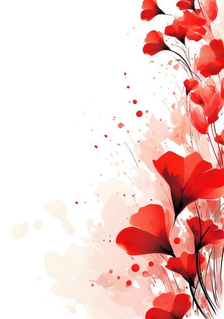 une peinture de fleurs rouges sur fond blanc Abstrait Fond de feuillage rouge Invitation et