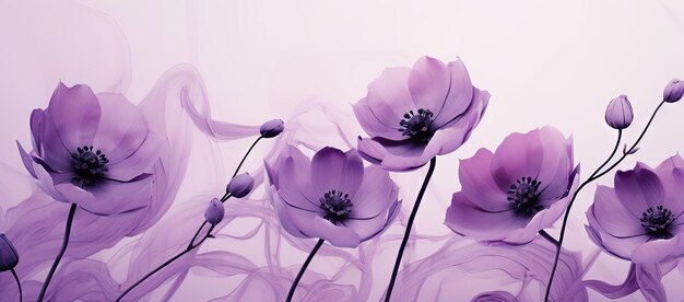 Peinture de fleurs violettes sur fond blanc