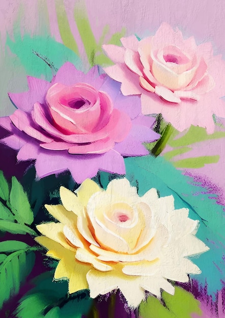 Peinture florale aux couleurs pastel de printemps