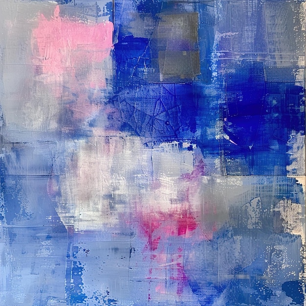 Photo une peinture d'un fond abstrait bleu et rose avec une fleur bleue et rose