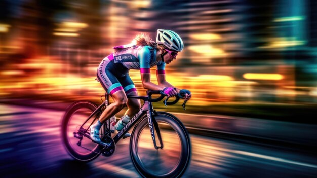 Peinture de fond en HD 8K d'une cycliste