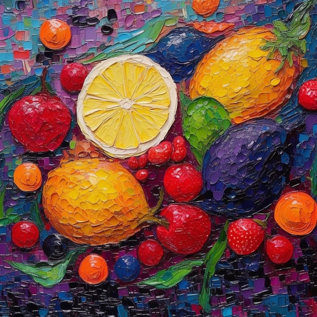 Peinture de fruits colorés