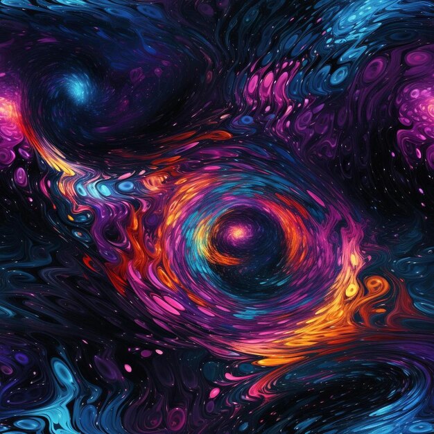 Une peinture d'une galaxie avec un design coloré.