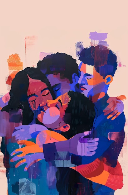 une peinture de gens qui s'embrassent