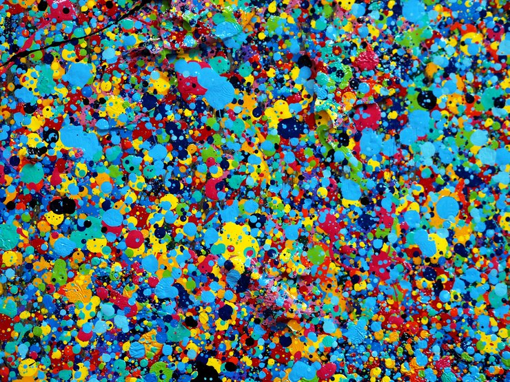 Photo peinture gouttes colorées texture. couleurs vives abstraites fond artistique éclaboussures.
