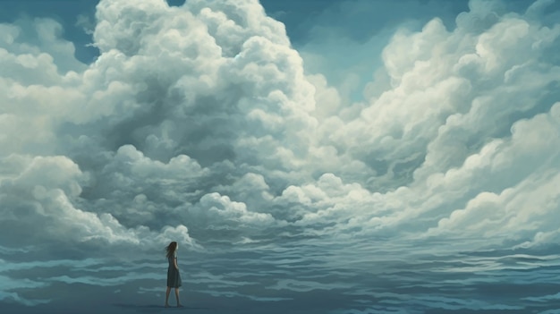 Photo peinture d'une grande étendue d'eau avec un ciel en arrière-plan