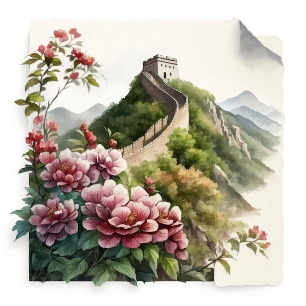 Une peinture de la grande muraille de chine