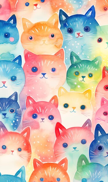Photo une peinture d'un groupe de chats avec différentes couleurs