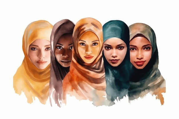 Une peinture d'un groupe de femmes avec des tons de peau différents