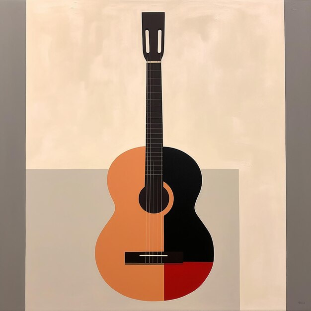 Photo une peinture d'une guitare qui a une bande rouge dessus