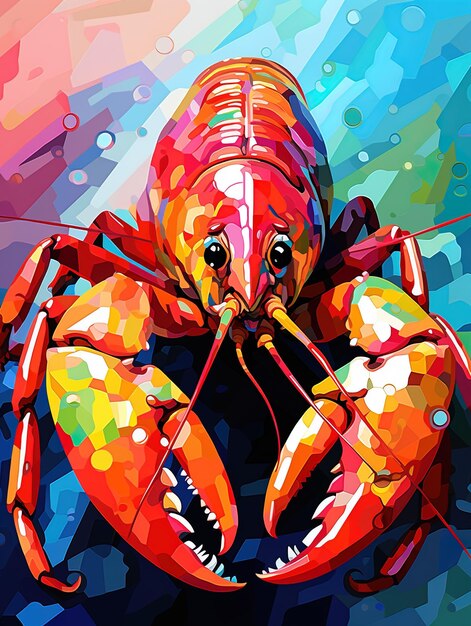 Photo une peinture d'un homard avec un fond coloré