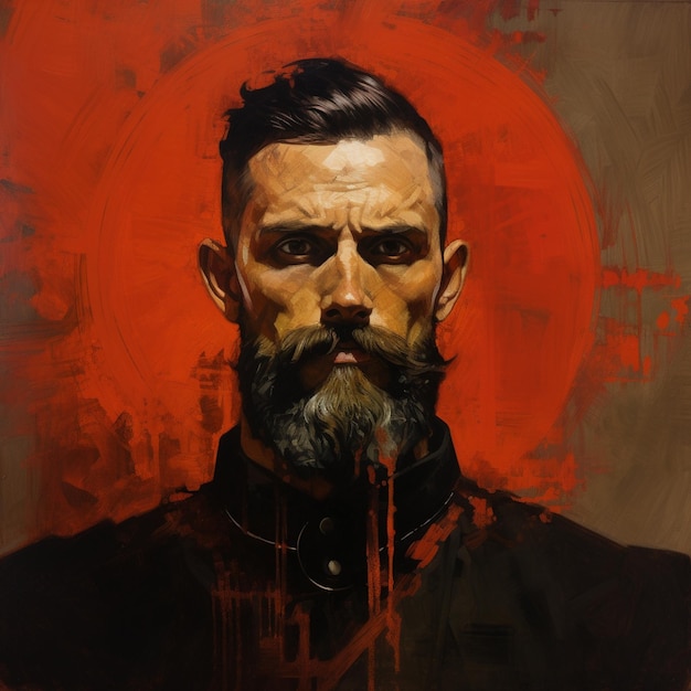 Photo une peinture d'un homme avec une barbe et une moustache.