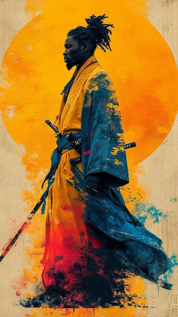 une peinture d'un homme avec une épée