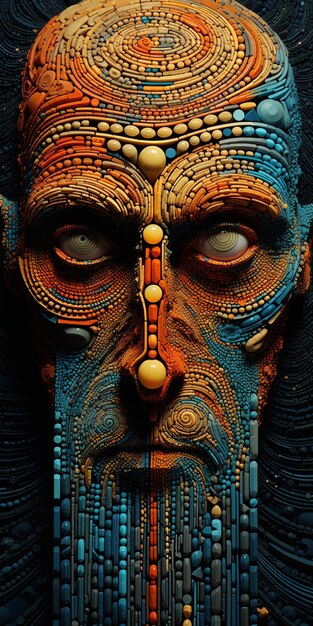 Photo une peinture d'un homme avec un visage bleu et les yeux d'un dieu