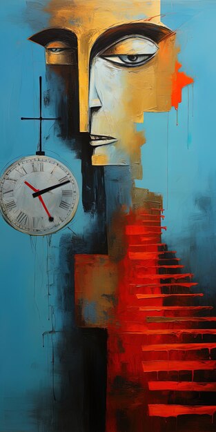 Photo une peinture d'une horloge avec le mot s dessus