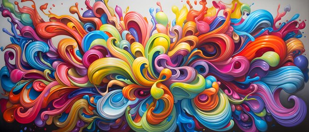 Peinture à l'huile 3D abstraite aux couleurs vives