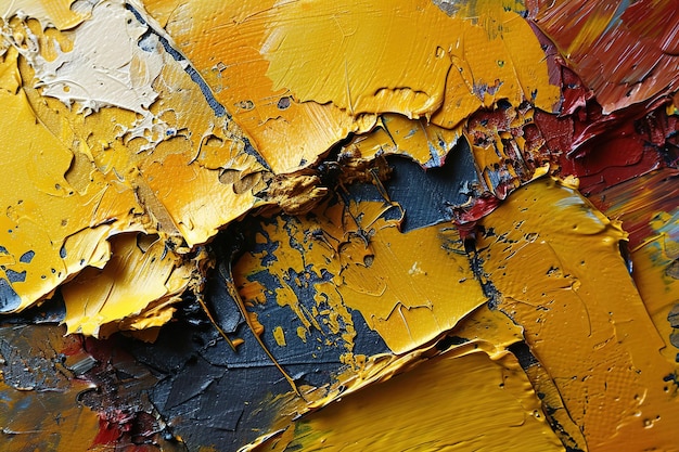 peinture à l'huile abstraite noire jaune vif sur toile texture acrylique fond coups de pinceau rugueux