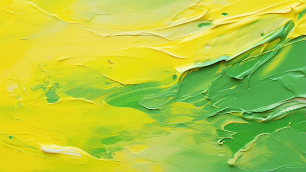 Peinture à l'huile abstraite sur toile Taches de peinture Traits de couleur gamme verte créée avec la technologie d'IA générative