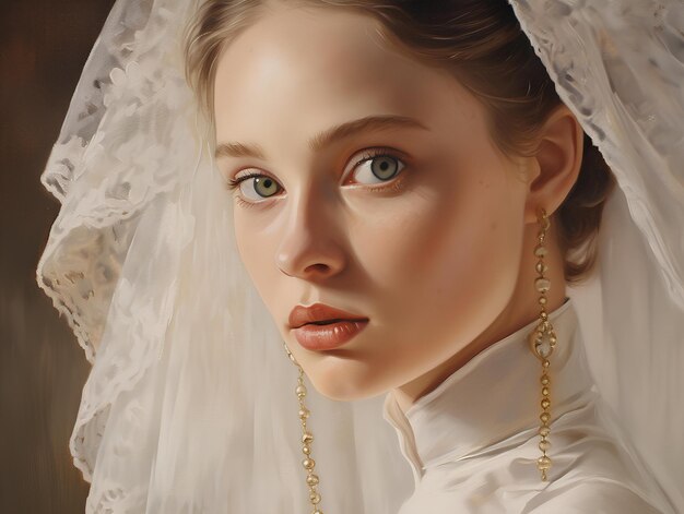 Photo peinture à l'huile de la beauté portrait de mariée par alexander berdyakov